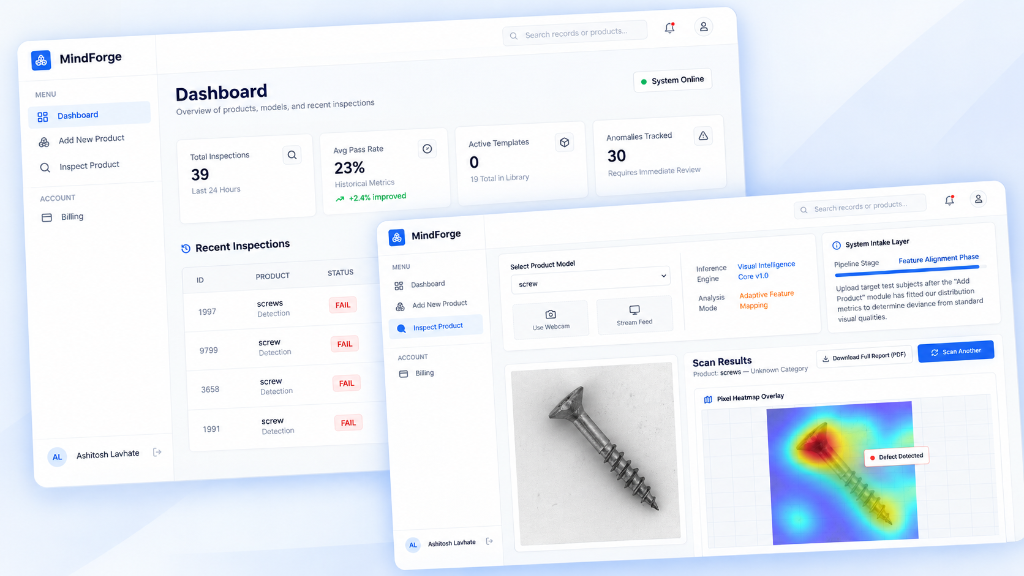 Screenshot of AI Visual Inspection SaaS